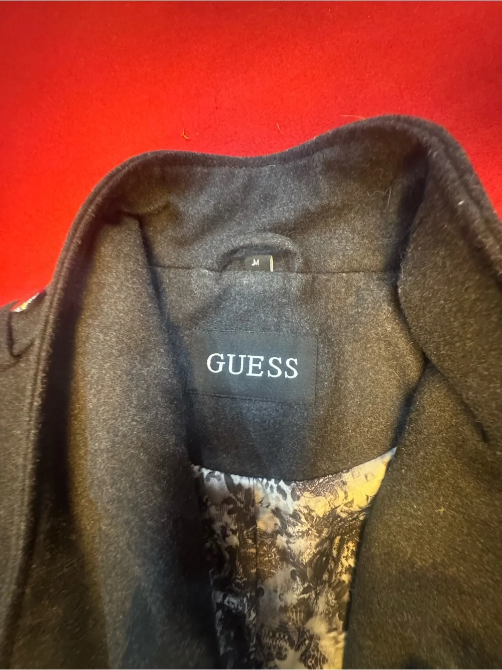 GUESS Womens Black Belted Wool-Blend Coat - Classic Double-Breasted Style Size M